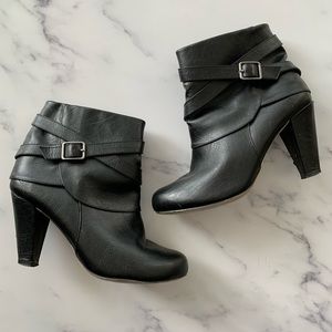 Madden Girl Black Stacked Heeled Ankle Boo…